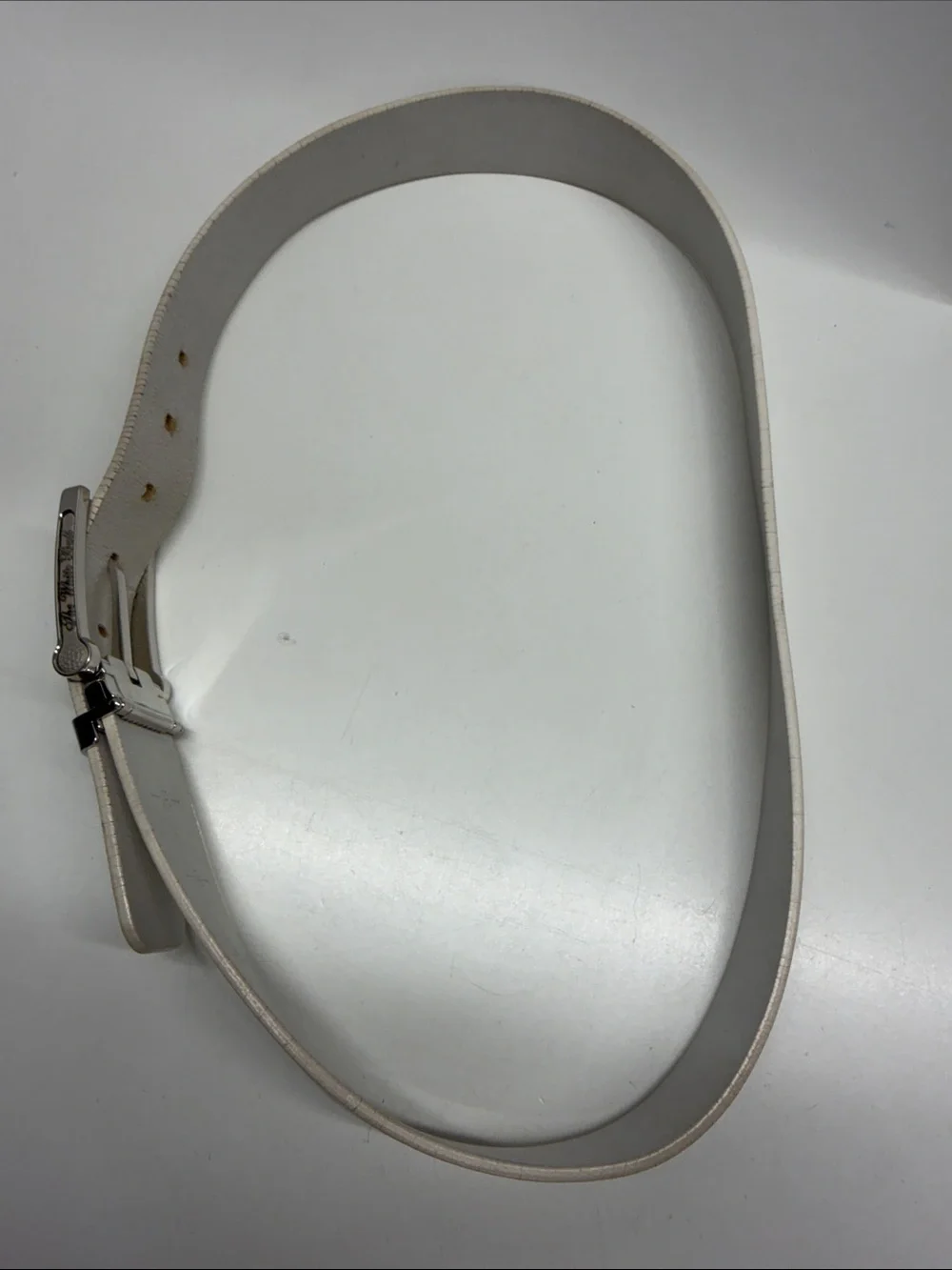 The White Ball Belt Men's Luxury Golf Italian Leather Adjustable White Silver 32